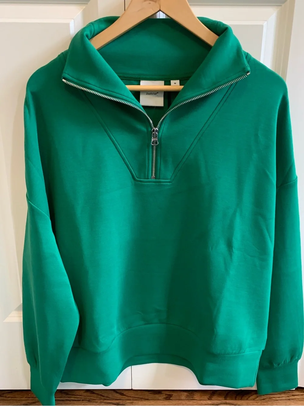 Varley Hawley Half-Zip Sweatshirt Double Soft Anthropologie sz Medium NEW green - Picture 8 of 16